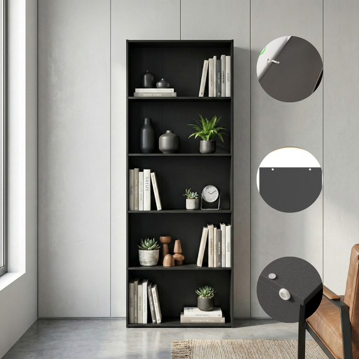 Multi-Functional Wood Bookcase – 5-Shelf Home Office Storage | Modern Organization Solutions | Trufairs