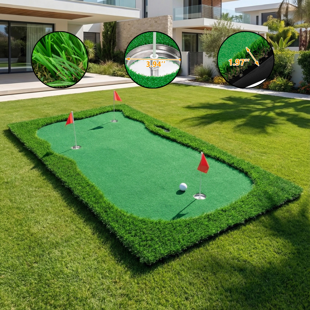 10x5 ft Golf Putting Green Training Mat with High-Quality Turf & 3 Holes | Trufairs