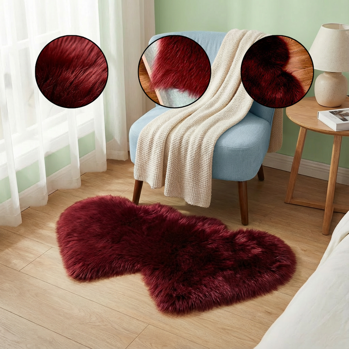 Heart-Shaped Faux Sheepskin Rug – Soft & Fluffy Decorative Rug for Girls Bedroom and Home Decor | Trufairs
