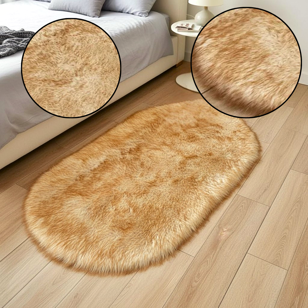 Super Soft Fluffy Faux Sheepskin Oval Area Rug – Plush Shaggy Bedside & Living Room Carpet | Trufairs