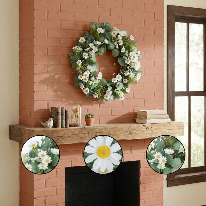 Daisy Fresh Bloom Wreath – Lively Spring Accent | Artificial Decor | Trufairs