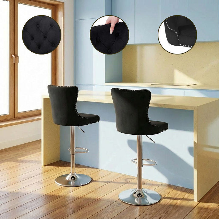 Velvet Bar Stools Set of 2 with Backrest, Swivel & Footrest — 30″ Counter Height | Trufairs