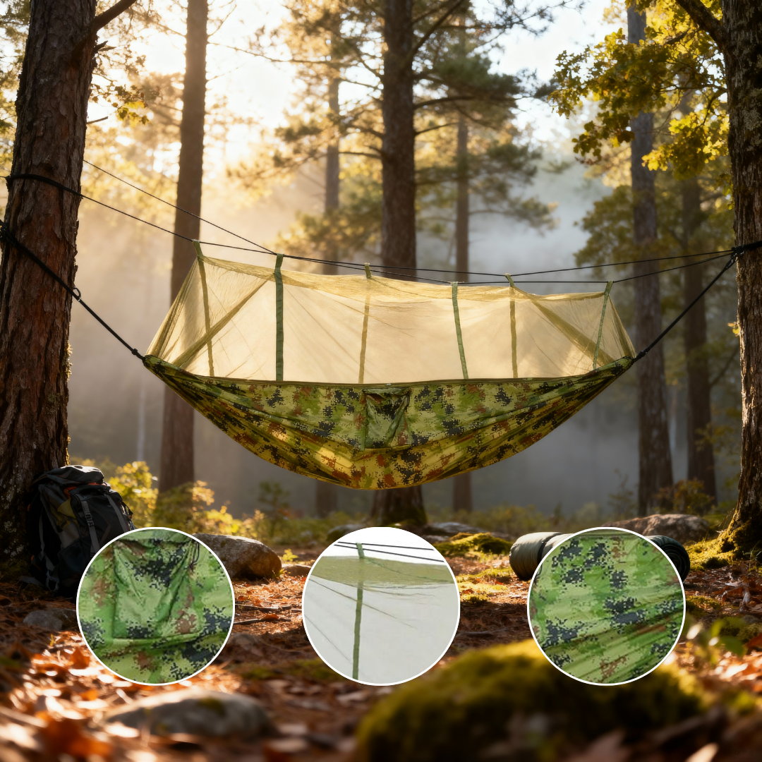 2-Person Camping Hammock with Mosquito Net – 600 lbs Load Parachute Nylon Portable Outdoor Hammock | Trufairs