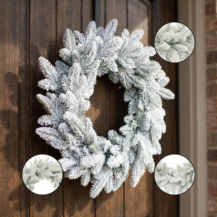 Winter Elegance Eucalyptus Wreath – Festive Flocked Charm | Artificial Holiday Decor | Trufairs