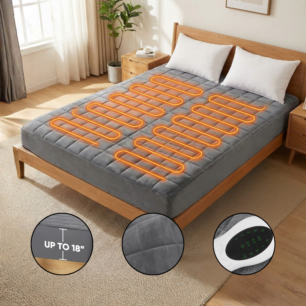 Coral Fleece Electric Heating Bed Cover with 10 Adjustable Heat Settings for Customized Warmth | Trufairs