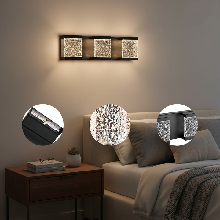 39-Inch Modern 6-Lights LED Bathroom Vanity Light Fixture in Black | Trufairs