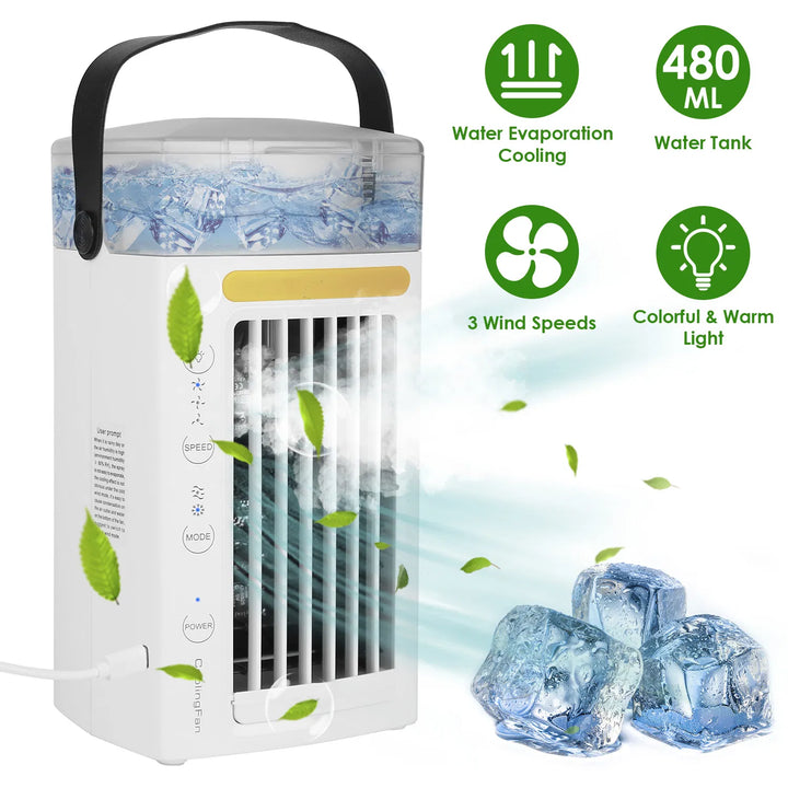 Portable Air Conditioners,4-IN-1 Portable AC Unit with 3 Speeds Nightlight,Evaporative Air Coler for Home Office Camping