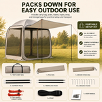 Portable screen tent folding into carry bag for camping, beach and picnics