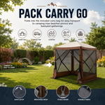 Portable screen tent folding into carry bag for camping, beach and picnics