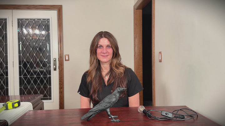 Gothic Raven Resin Bird Table Lamp – Artistic Night Light for Living Room & Office | Trufairs