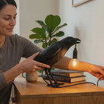 Gothic Raven Lamp – Dark Academia Table Light