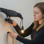 Gothic Raven Lamp – Dark Academia Table Light