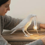 Gothic Raven Lamp – Dark Academia Table Light