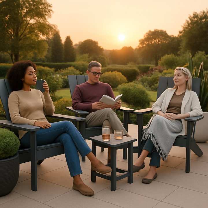 3-Piece Dark Grey Resin Adirondack Chair Set – All-Weather Patio Seating | Modern Outdoor Furniture | Trufairs