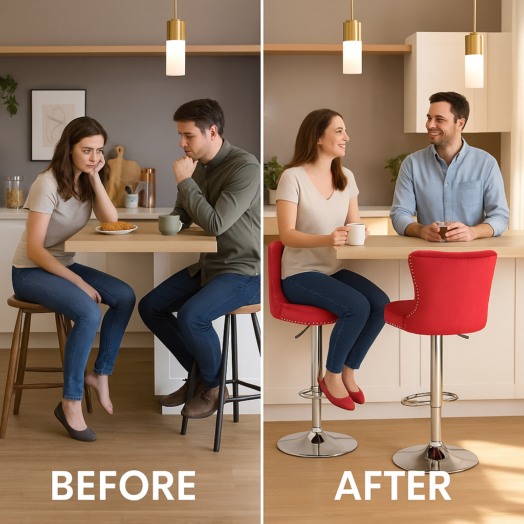 VelvetRest Bar Stool Set – Swivel Backrest & Footrest | 30" Counter-Height Seating | Trufairs