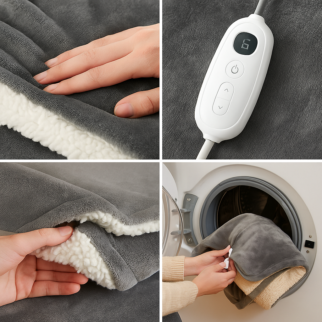 Sherpa Heated Electric Throw Blanket – Fast-Heating Soft Grey Comfort | 50x60in | Trufairs