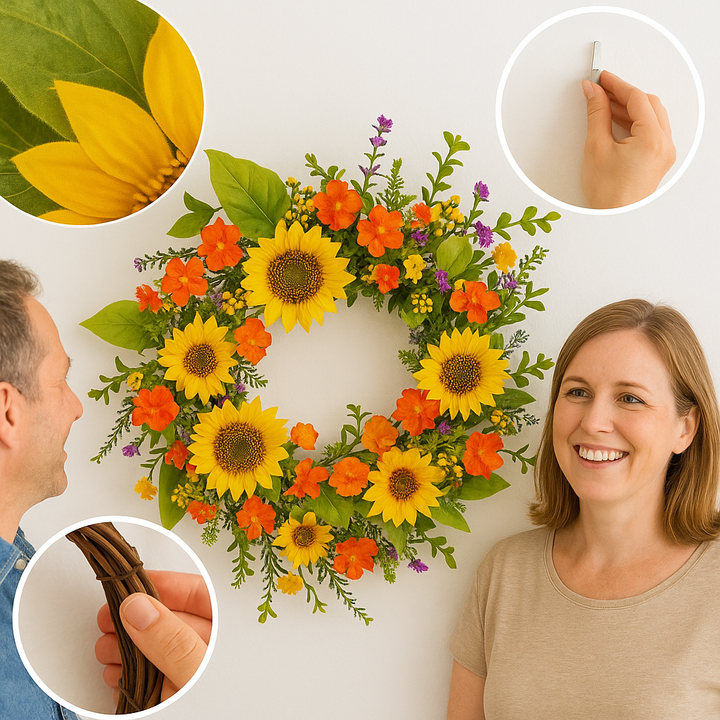 Sunflower Serenity Wreath – Vibrant Seasonal Charm | Home Decor | Trufairs