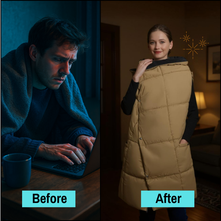 USB Heated Poncho Shawl Blanket – Zipper, Arm Hole & Pocket Design | 6‑Zone Dual‑Switch Comfort | Trufairs