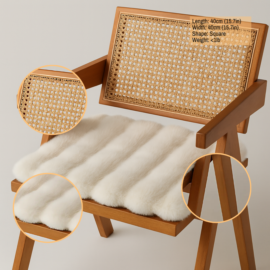 Luxury Rabbit Fur Square Cushion – Ultra-Plush Chair Cover & Small Rug | Premium Fluffy Accent | Trufairs