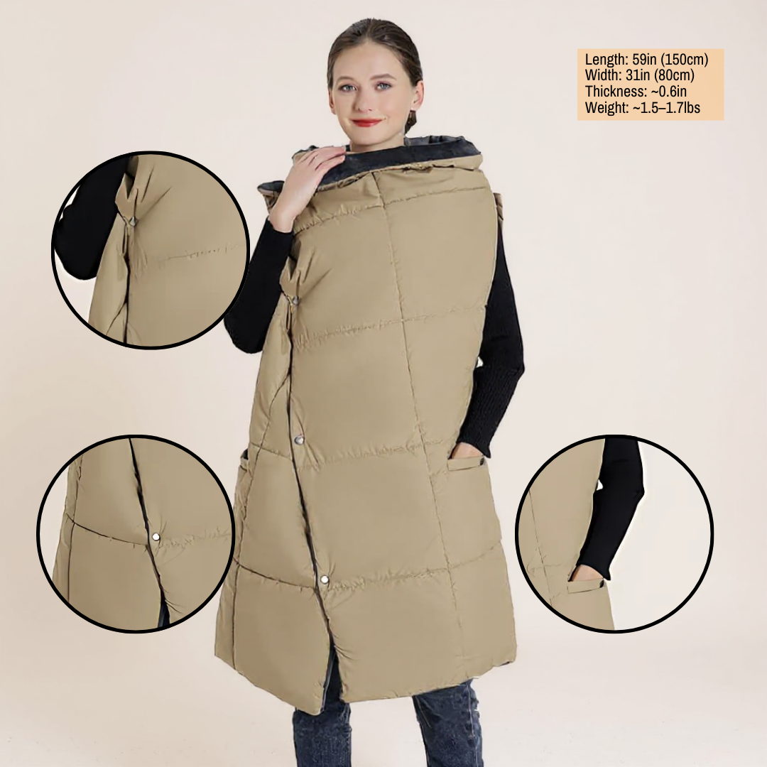 USB Heated Poncho Shawl Blanket – Zipper, Arm Hole & Pocket Design | 6‑Zone Dual‑Switch Comfort | Trufairs