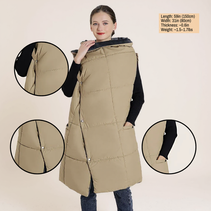 USB Heated Poncho Shawl Blanket – Zipper, Arm Hole & Pocket Design | 6‑Zone Dual‑Switch Comfort | Trufairs