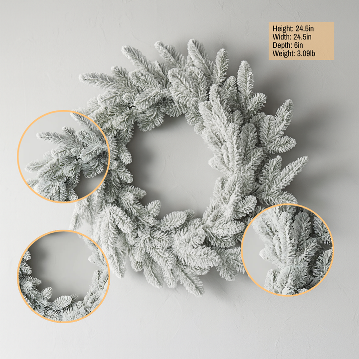 Winter Elegance Eucalyptus Wreath – Festive Flocked Charm | Artificial Holiday Decor | Trufairs