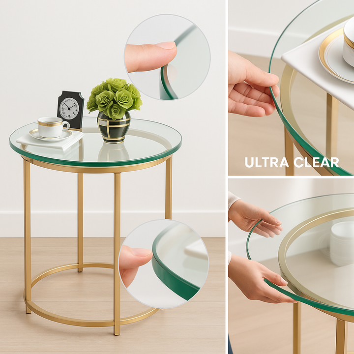 ClarityEdge Round Glass Top – 20" Tempered, 1/4" Thick, Flat Polished Edge | Table Surface Upgrade | Trufairs
