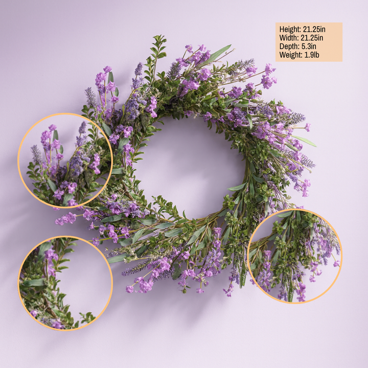 Lavender Bliss Assortment Wreath – Serene Spring Accent | Artificial Decor | Trufairs