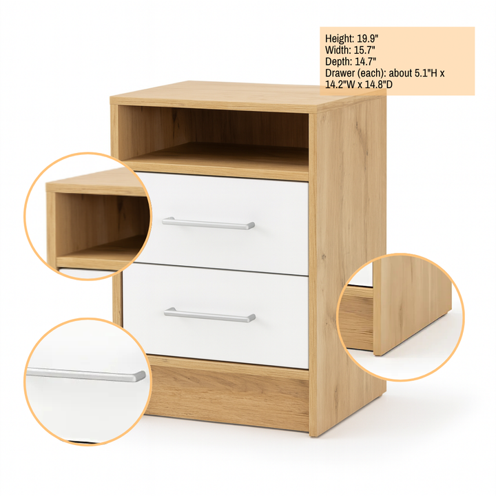 Elegant Dual-Drawer Nightstand – Modern Storage Accent | Small Bedroom Furniture | Trufairs