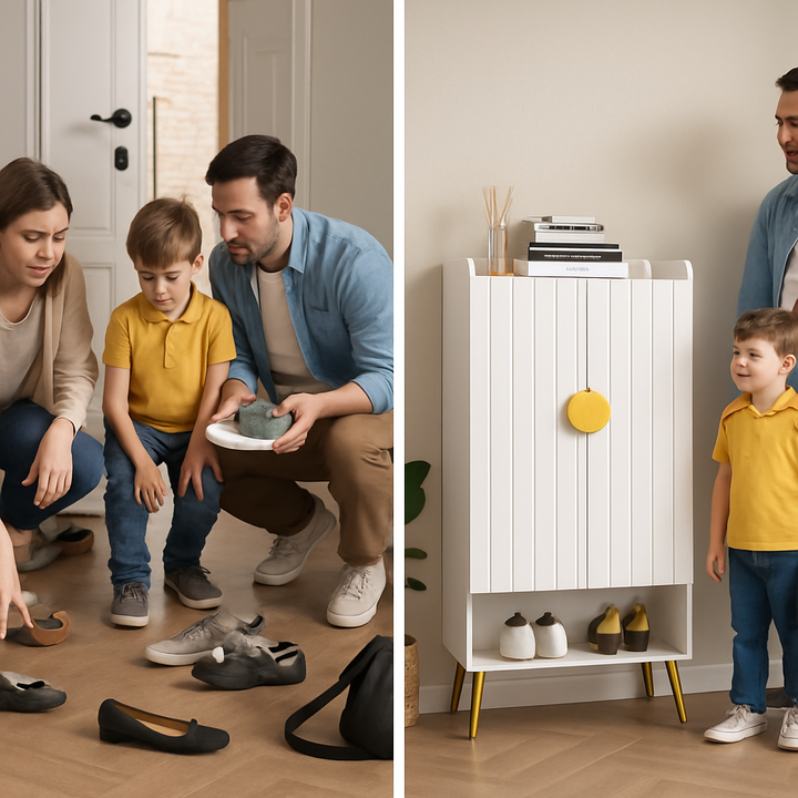 Nordic 5-Tier Entryway Shoe Storage Cabinet – Doors & Open Shelves | Modern White Organizer | Trufairs