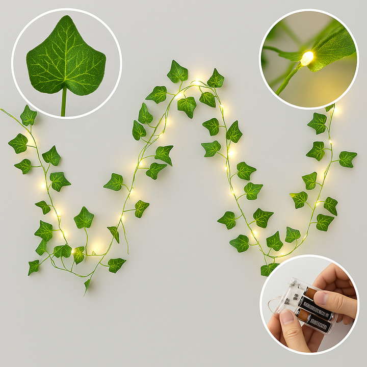 Artificial Ivy String Lights – 360 Leaf, 100 LED Battery Fairy Lamp | DIY Wedding, Kitchen, Wall Night Decor | Trufairs