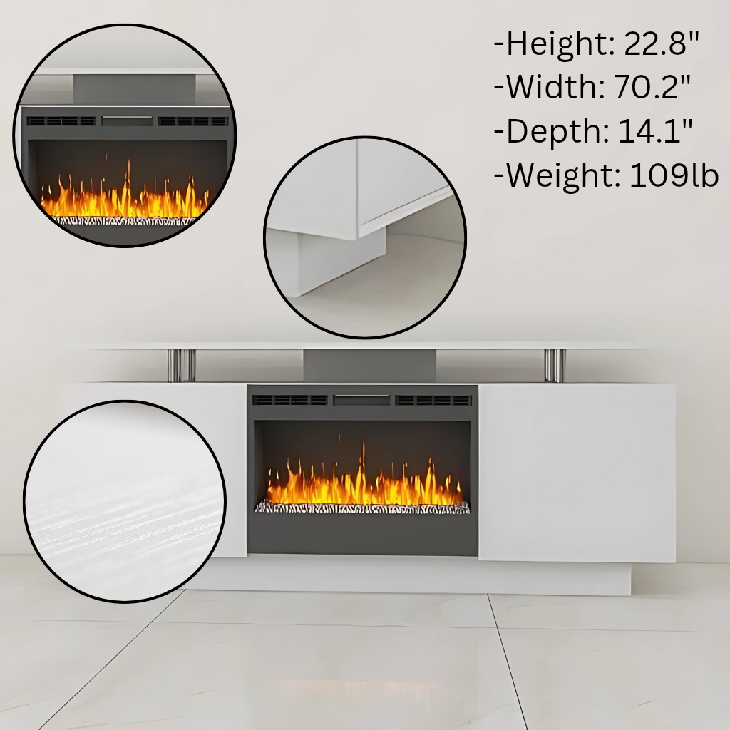 Premium Electric Fireplace TV Console – Effortless Organization & Chic Comfort | Living Room Furniture | Trufairs