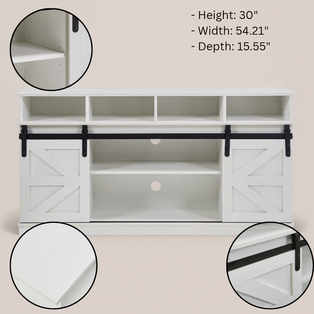 Farmhouse Sliding Barn Door TV Cabinet – Modern Storage Solution | Living Room Entertainment Center | Trufairs