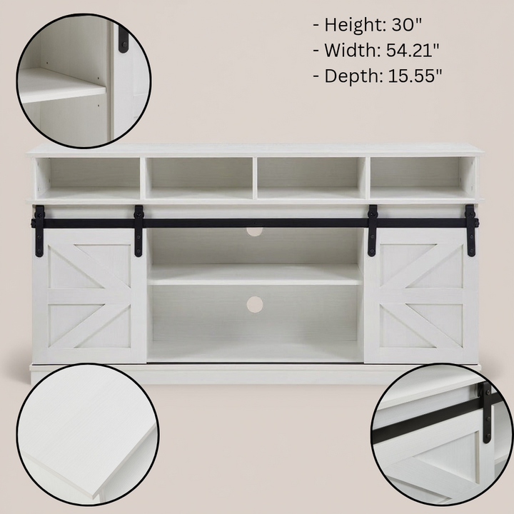 Farmhouse Sliding Barn Door TV Cabinet – Modern Storage Solution | Living Room Entertainment Center | Trufairs