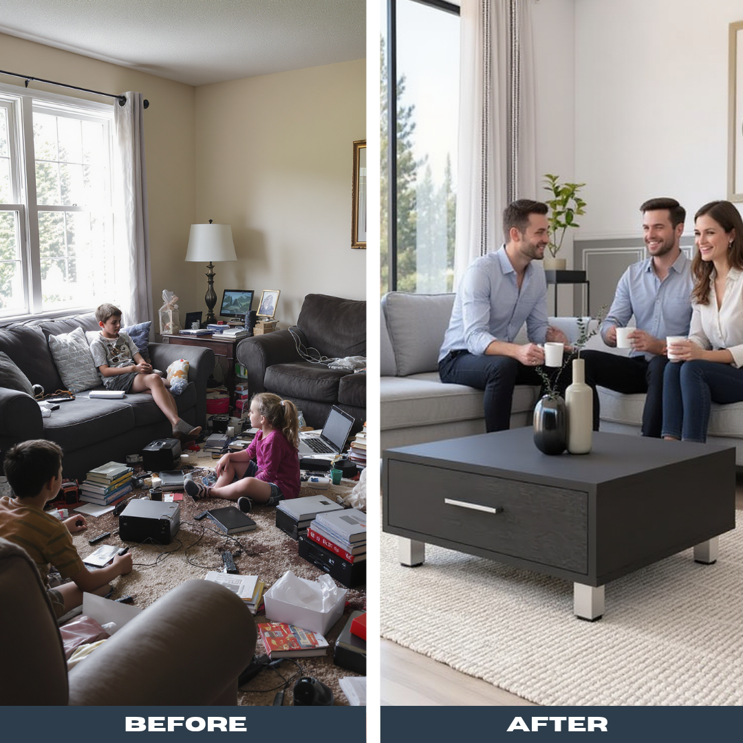 Modern Drawer Coffee Table – Sleek Compact Organizer | Living Room Accent | Trufairs