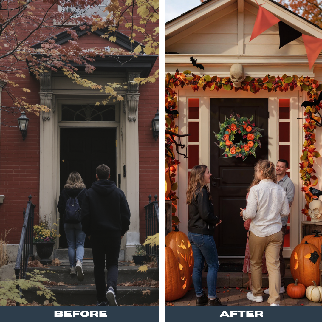 Mixed Autumn Harvest Wreath – Pumpkin & Fall Leaves Decoration | Indoor/Outdoor Seasonal Door Accent | Trufairs