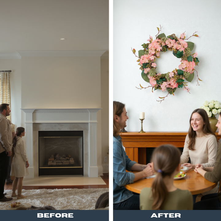 Spring Hydrangea Seedum Wreath – Lush Seasonal Elegance | Indoor Floral Decor | Trufairs