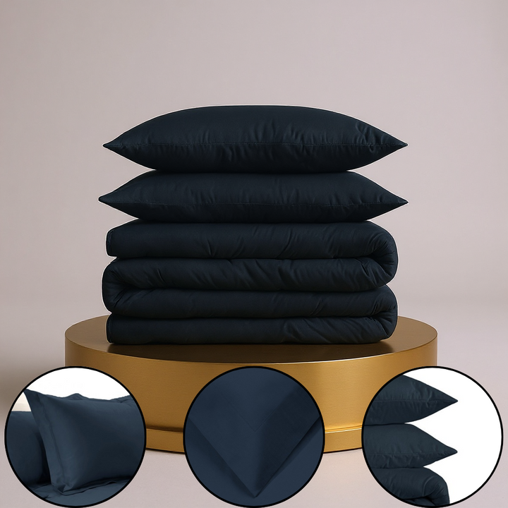 Navy Blue King Cotton Blend Duvet Cover Set – 1200 Thread Count Washable Luxury | Trufairs