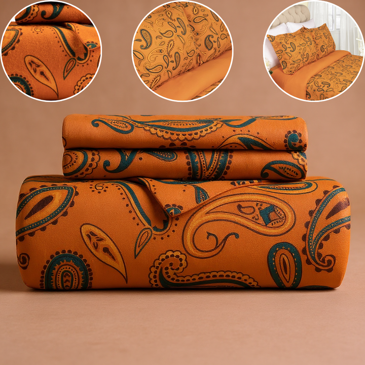 Blue & Orange Queen Cotton Blend Duvet Cover Set – Washable Bold Modern Comfort | Trufairs