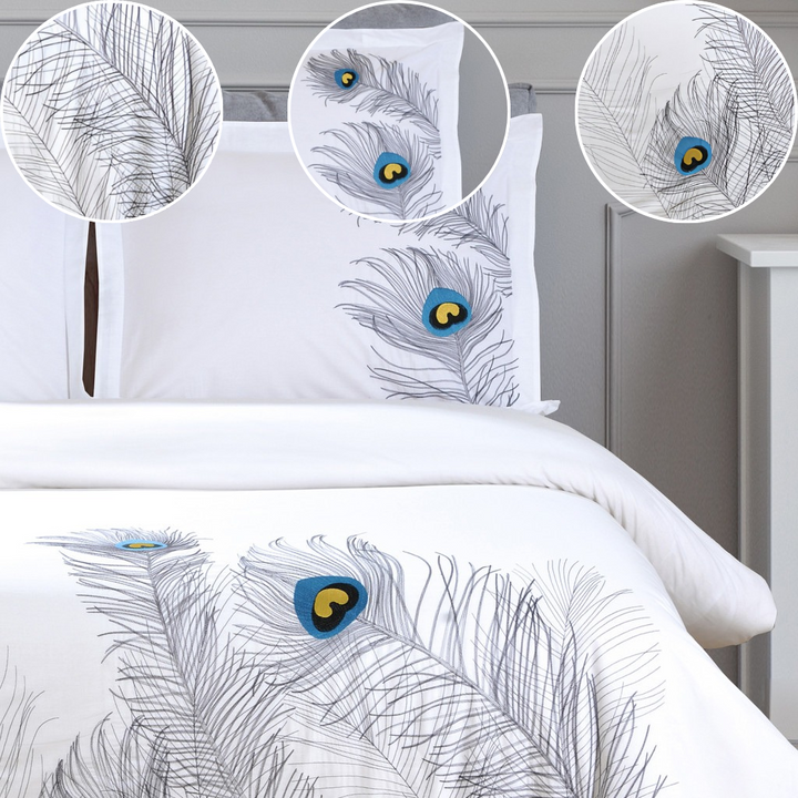 Blue & White King Cotton Duvet Cover Set – 200 Thread Count Washable Crispness | Trufairs
