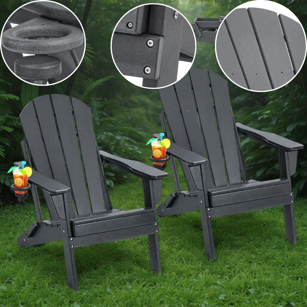 VEVOR Adirondack Chair Plastic Set of 2 – All-Weather Folding Fire Pit Chairs, Gray | Portable Outdoor Seating | Trufairs