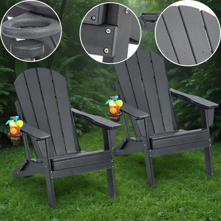 VEVOR Adirondack Chair Plastic Set of 2 – All-Weather Folding Fire Pit Chairs, Gray | Portable Outdoor Seating | Trufairs