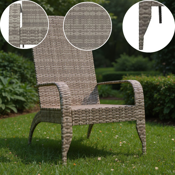 Woven Wave Adirondack – Gray Poly-Rattan Lounge | Outdoor Chair | Trufairs
