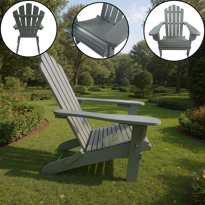 Urban Foldaway Adirondack – Space-Saving Grey Comfort | Wooden Patio Chair | Trufairs