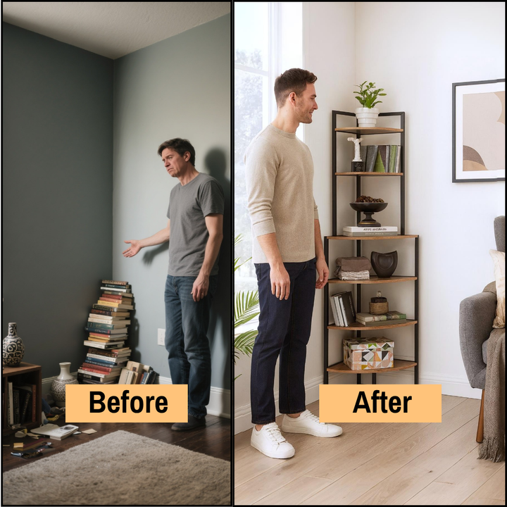 6-Tier Corner Ladder Bookshelf – Space-Saving Display Stand | Modern Corner Storage Solutions | Trufairs
