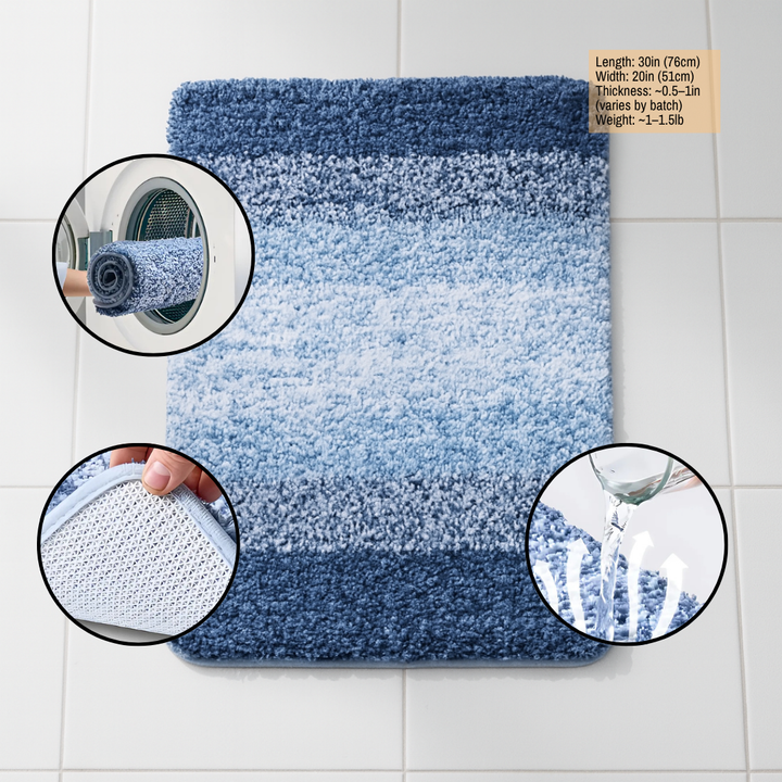Quick Dry Bathroom Comfort Mat – Ultra-Absorbent Non-Slip Rug | Machine Washable Bath Carpet | Trufairs