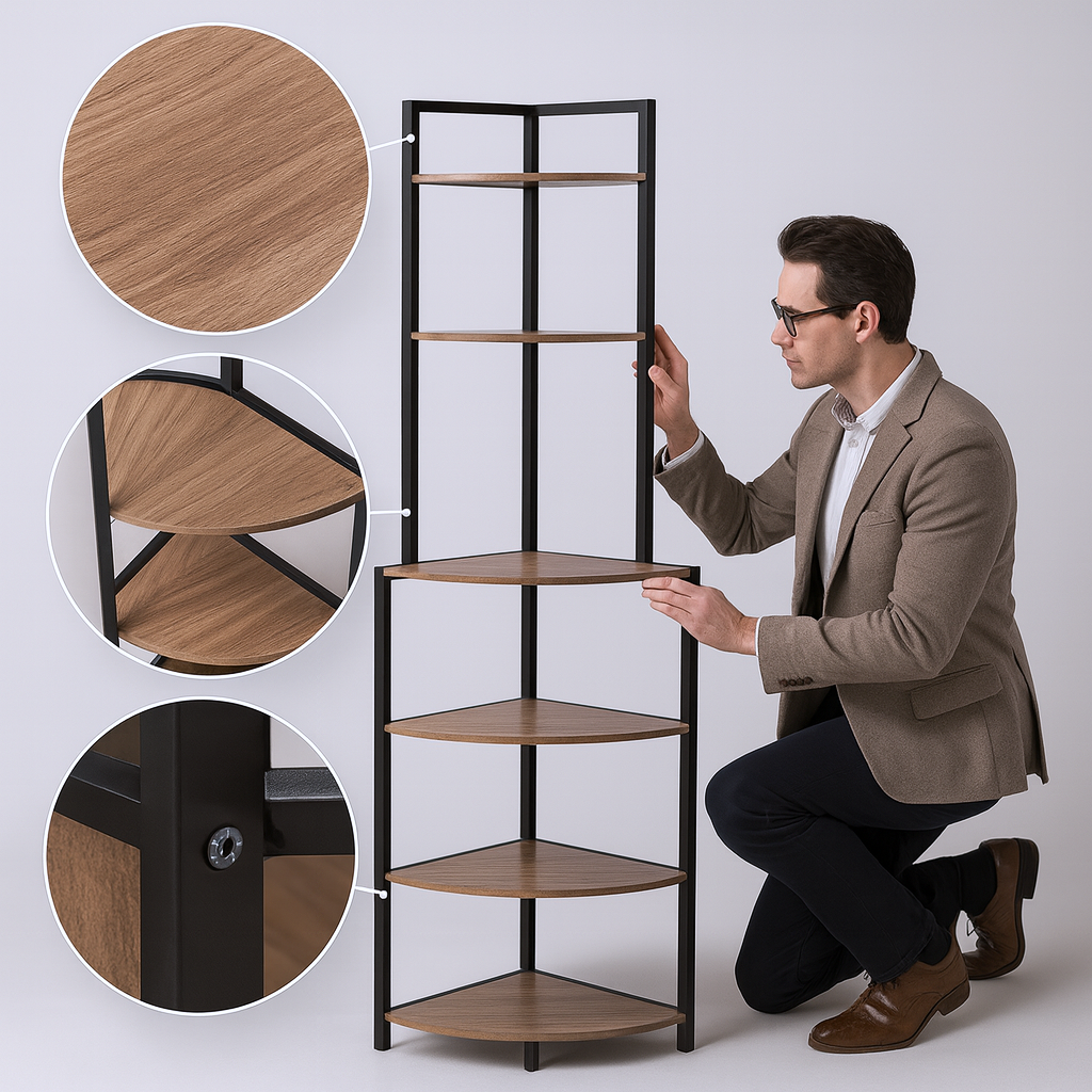 6-Tier Corner Ladder Bookshelf – Space-Saving Display Stand | Modern Corner Storage Solutions | Trufairs