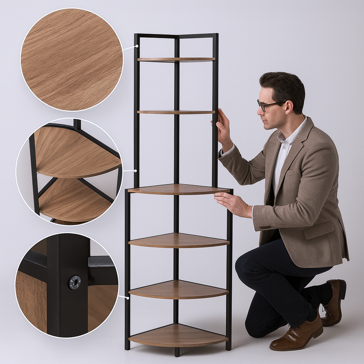6-Tier Corner Ladder Bookshelf – Space-Saving Display Stand | Modern Corner Storage Solutions | Trufairs