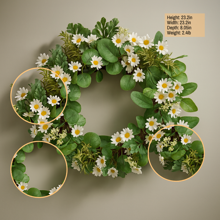 Daisy Fresh Bloom Wreath – Lively Spring Accent | Artificial Decor | Trufairs