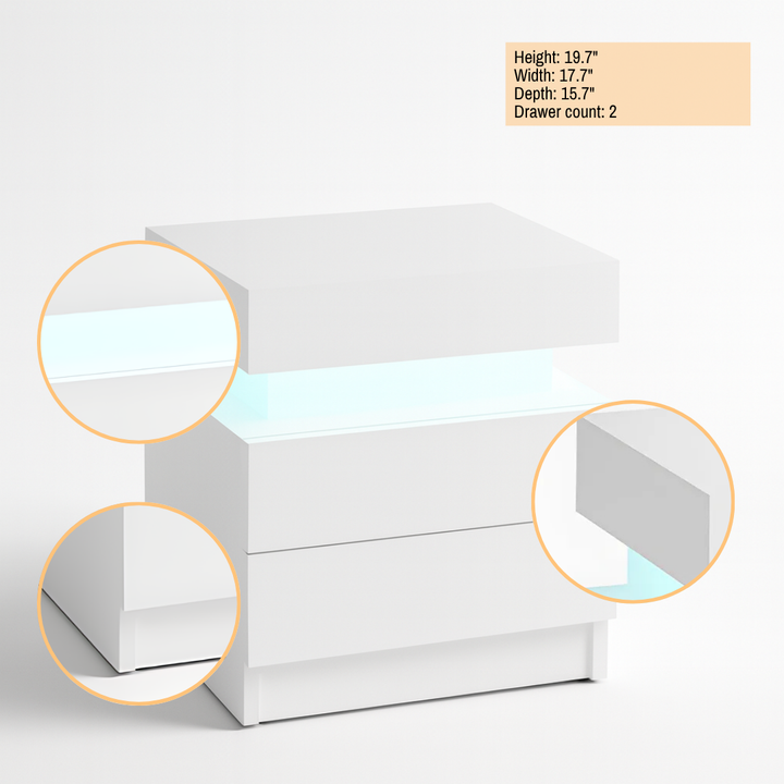 LED Accent Nightstand – Smart Storage & Flipping Top | Modern Bedroom Furniture | Trufairs